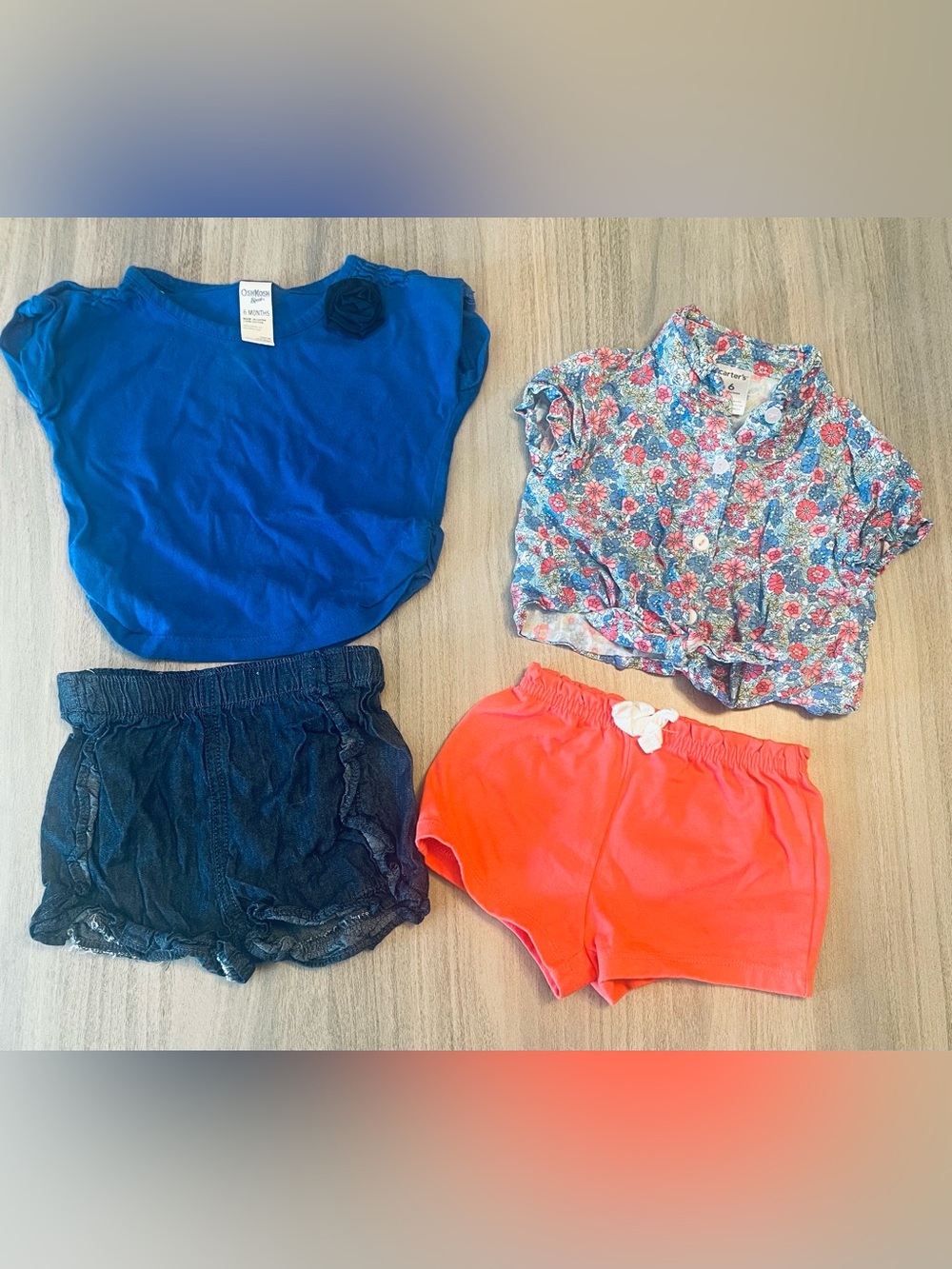 Baby Girls 6 Months 4-Piece Summer Outfit Lot OshKosh & Carter’s